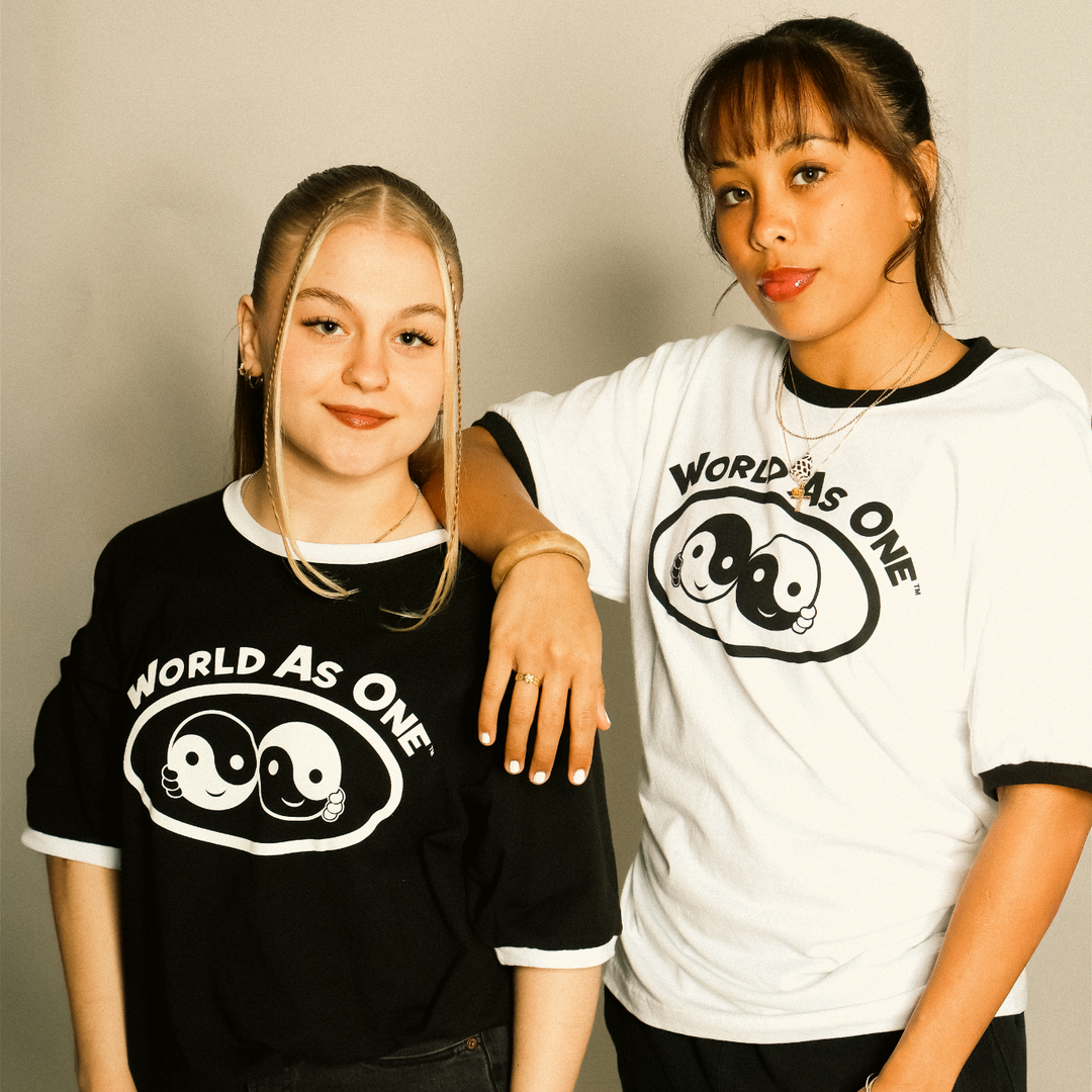 World As One - Unisex Ringer T-Shirt White &amp; Black