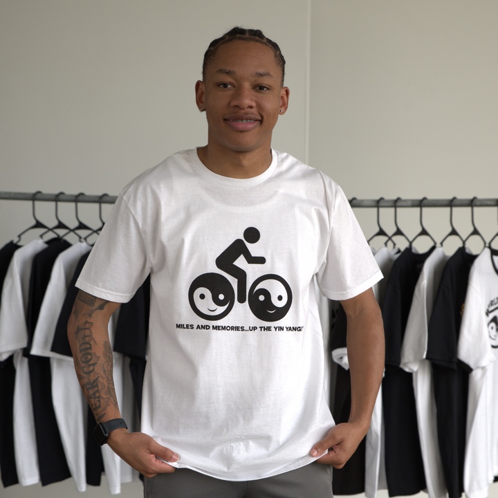 Miles &amp; Memories "Up the Yin Yang" - Unisex T-Shirt White &amp; Black