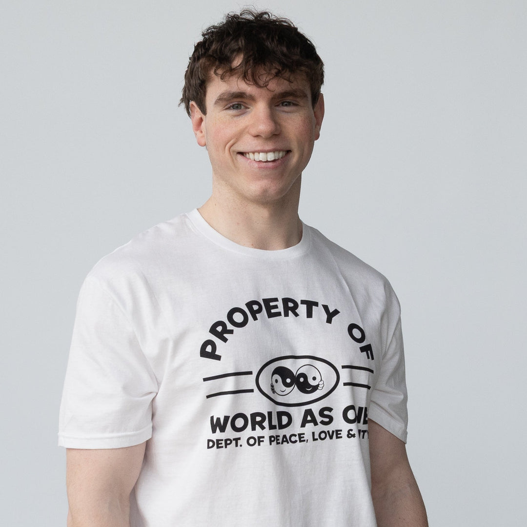 Property of Dept. Peace, Love &amp; Unity - Unisex T-Shirt White &amp; Black