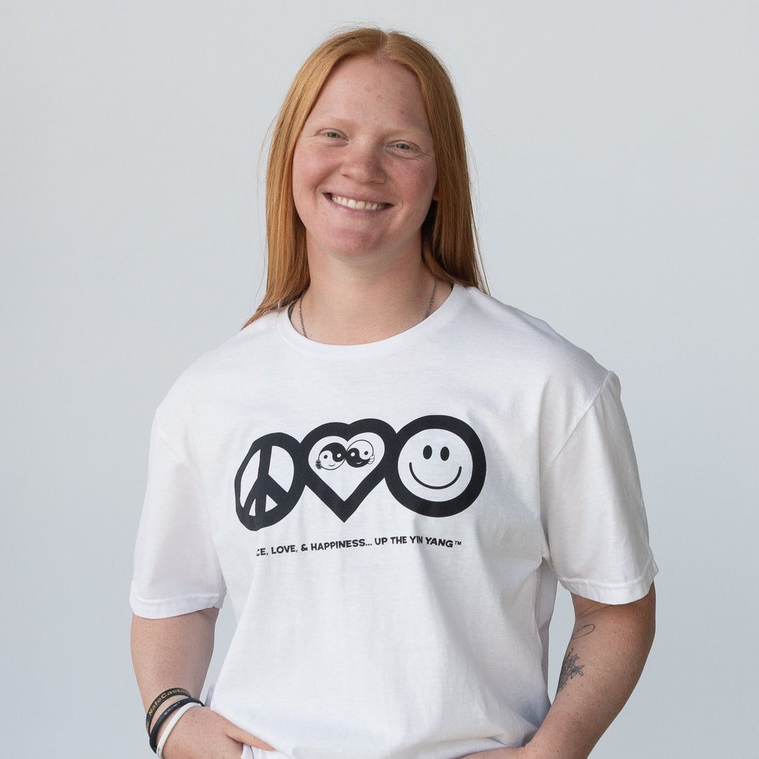 Peace, Love &amp; Happiness - Unisex T-Shirt White &amp; Black