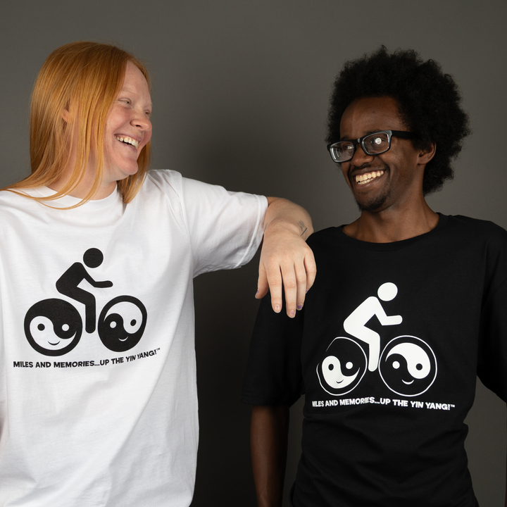 Miles &amp; Memories "Up the Yin Yang" - Unisex T-Shirt White &amp; Black
