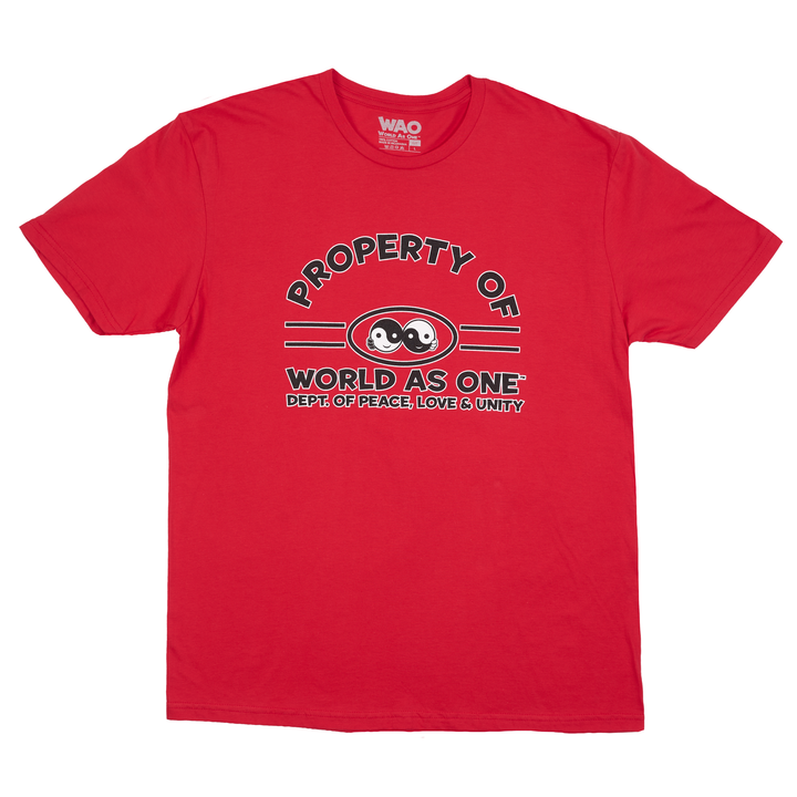 Property of Dept. Peace, Love &amp; Unity - Unisex T-Shirt Red, Black &amp; White