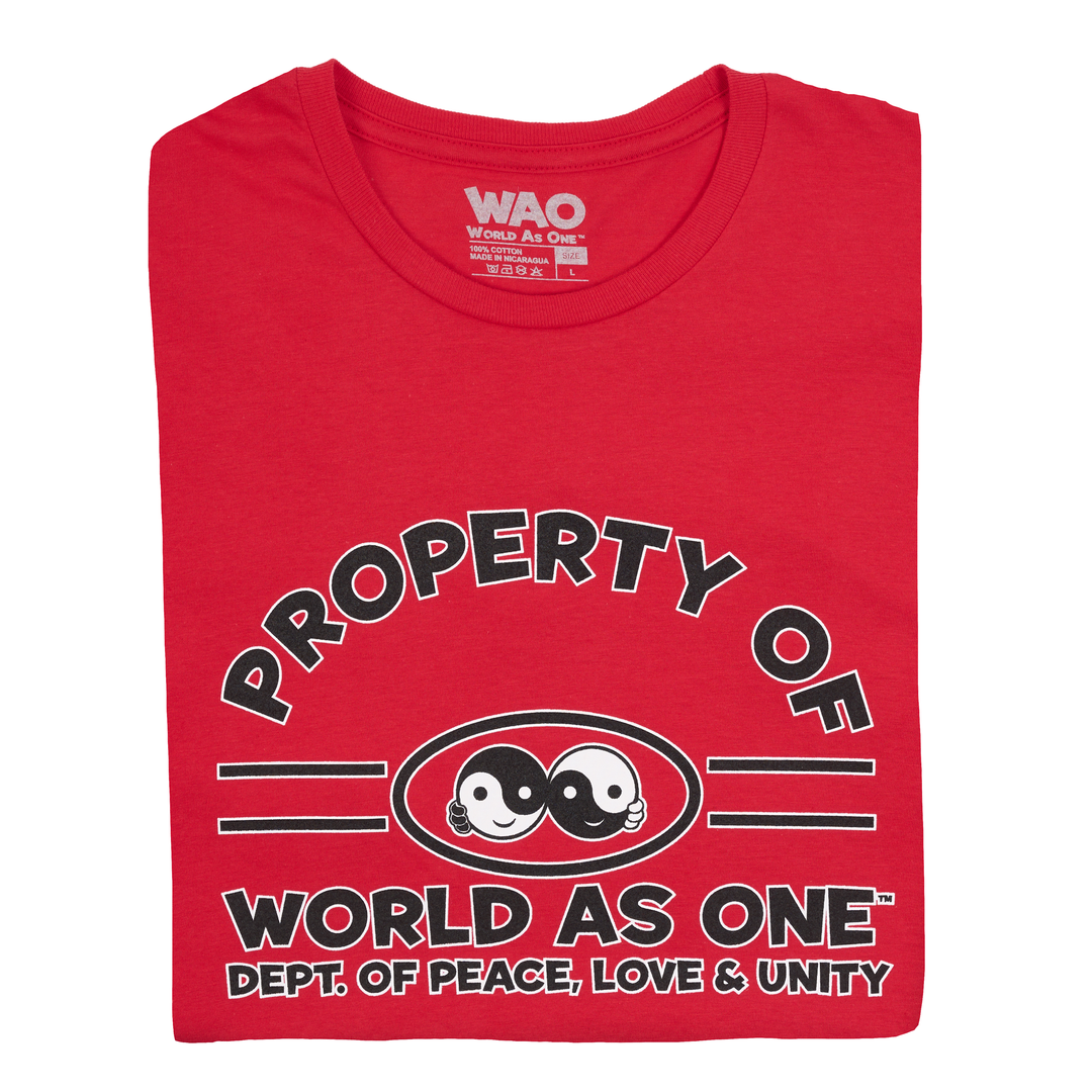 Property of Dept. Peace, Love &amp; Unity - Unisex T-Shirt Red, Black &amp; White