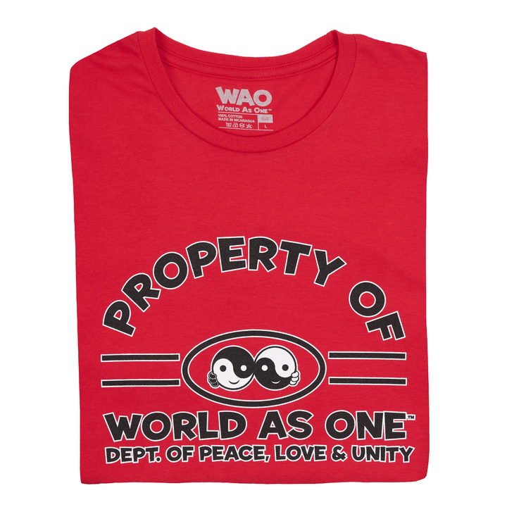 Property of Dept. Peace, Love &amp; Unity - Unisex T-Shirt Red, Black &amp; White