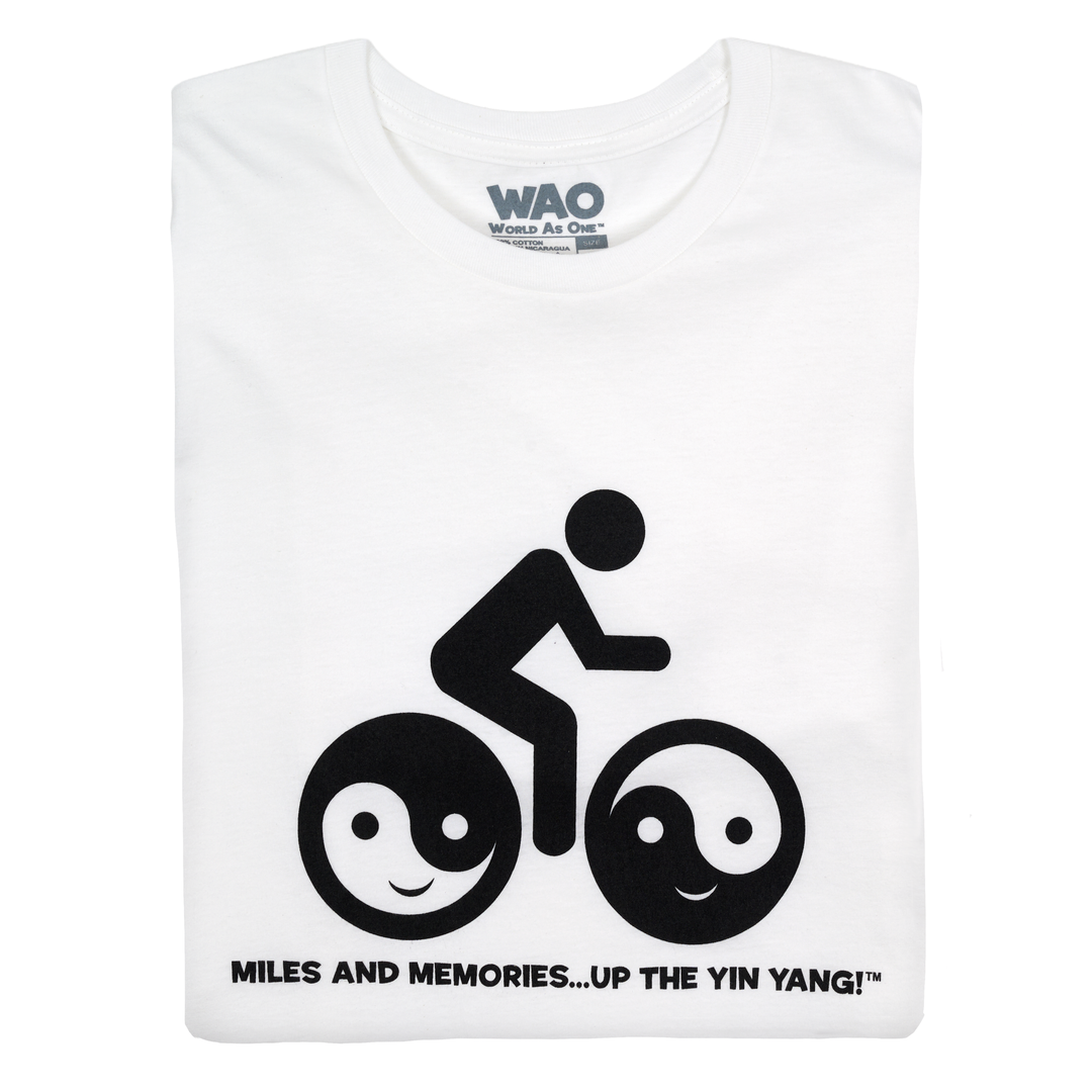 Miles &amp; Memories "Up the Yin Yang" - Unisex T-Shirt White &amp; Black