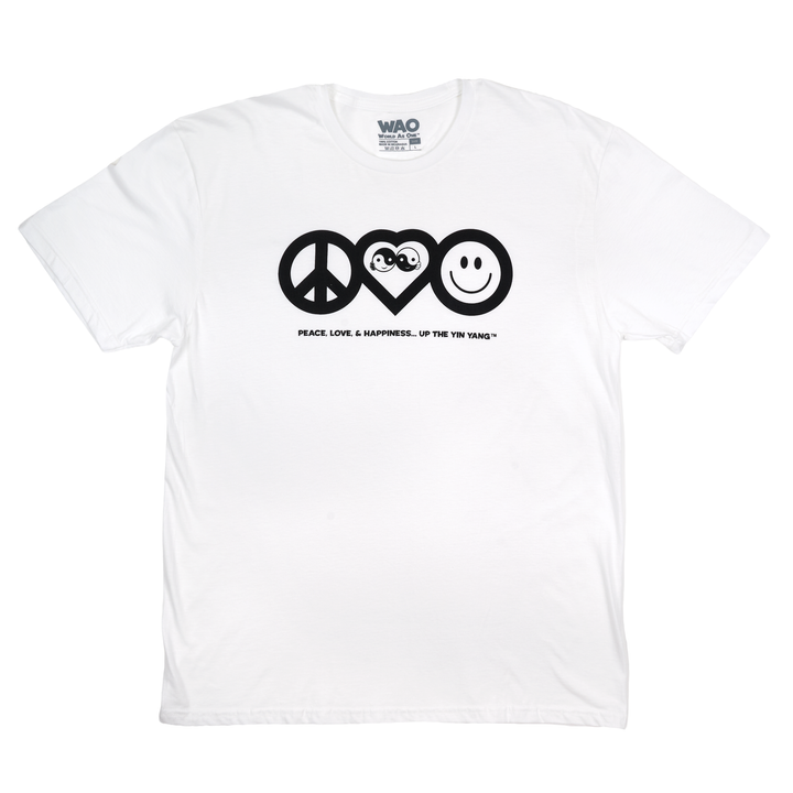 Peace, Love &amp; Happiness - Unisex T-Shirt White &amp; Black