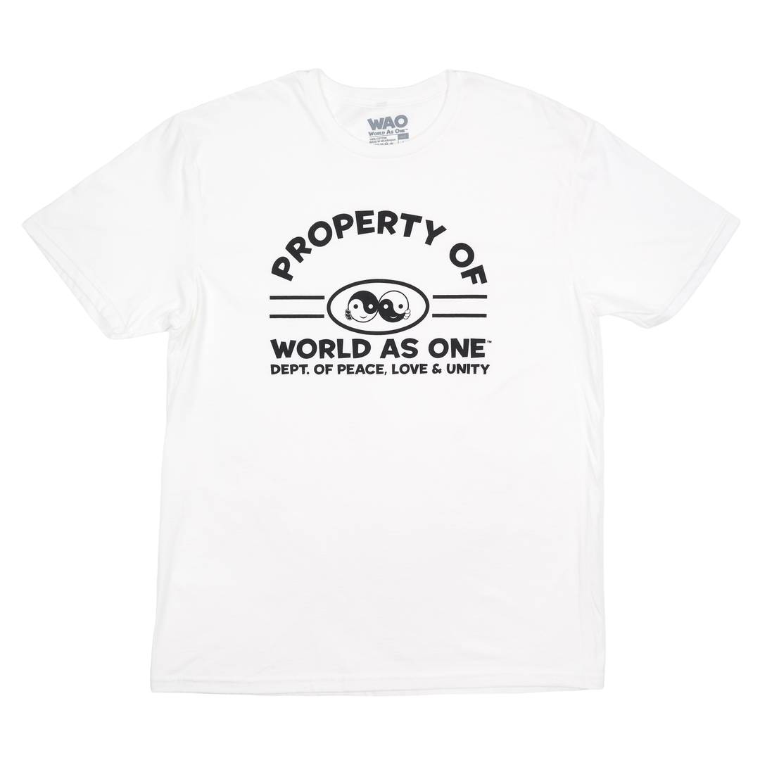 Property of Dept. Peace, Love &amp; Unity - Unisex T-Shirt White &amp; Black