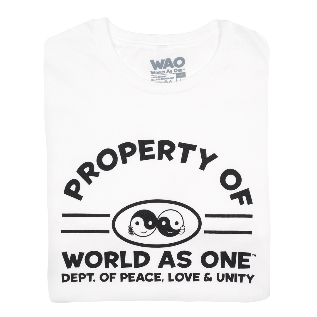 Property of Dept. Peace, Love &amp; Unity - Unisex T-Shirt White &amp; Black