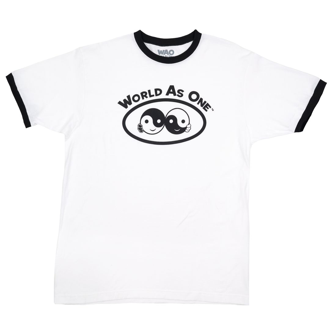 World As One - Unisex Ringer T-Shirt White &amp; Black