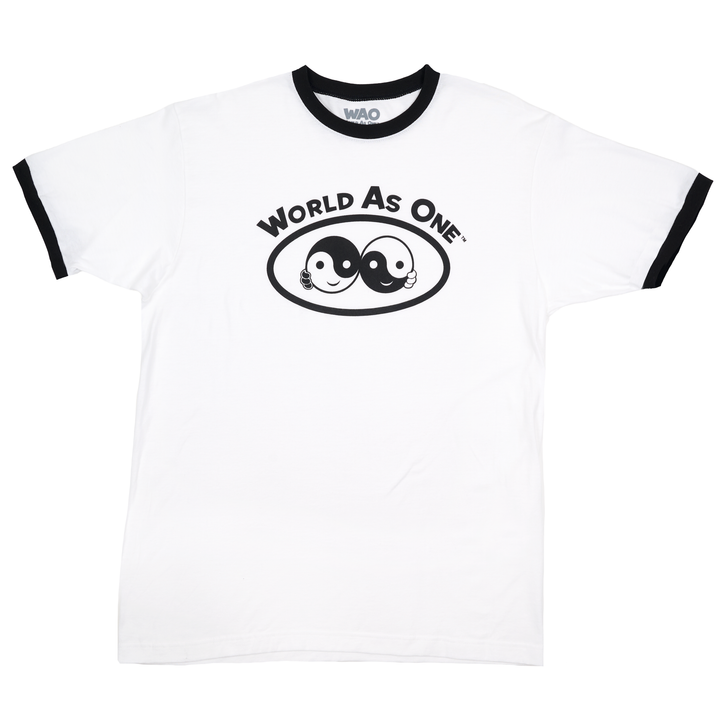 World As One - Unisex Ringer T-Shirt White &amp; Black