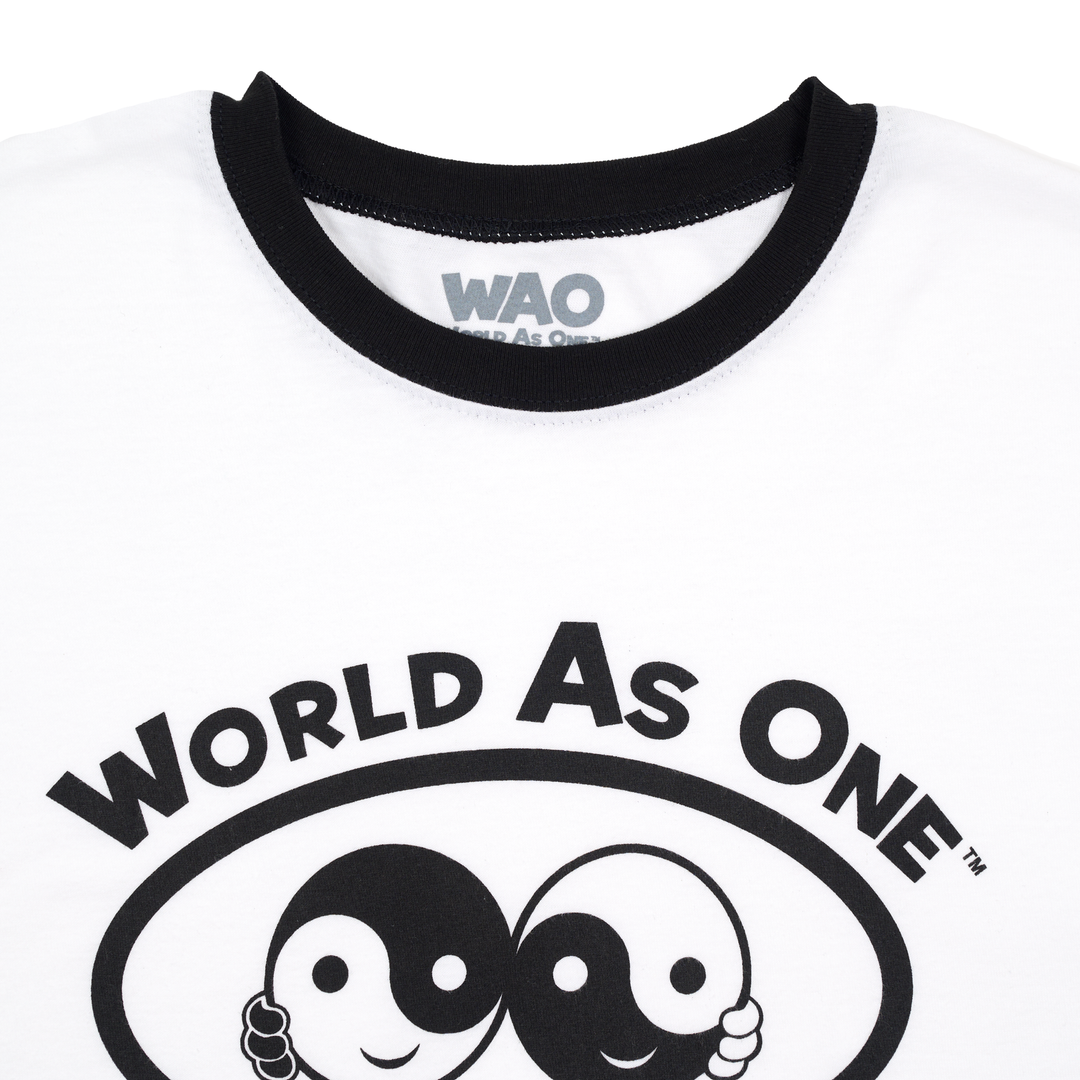 World As One - Unisex Ringer T-Shirt White &amp; Black