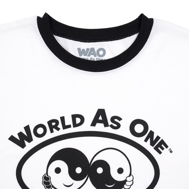 World As One - Unisex Ringer T-Shirt White &amp; Black