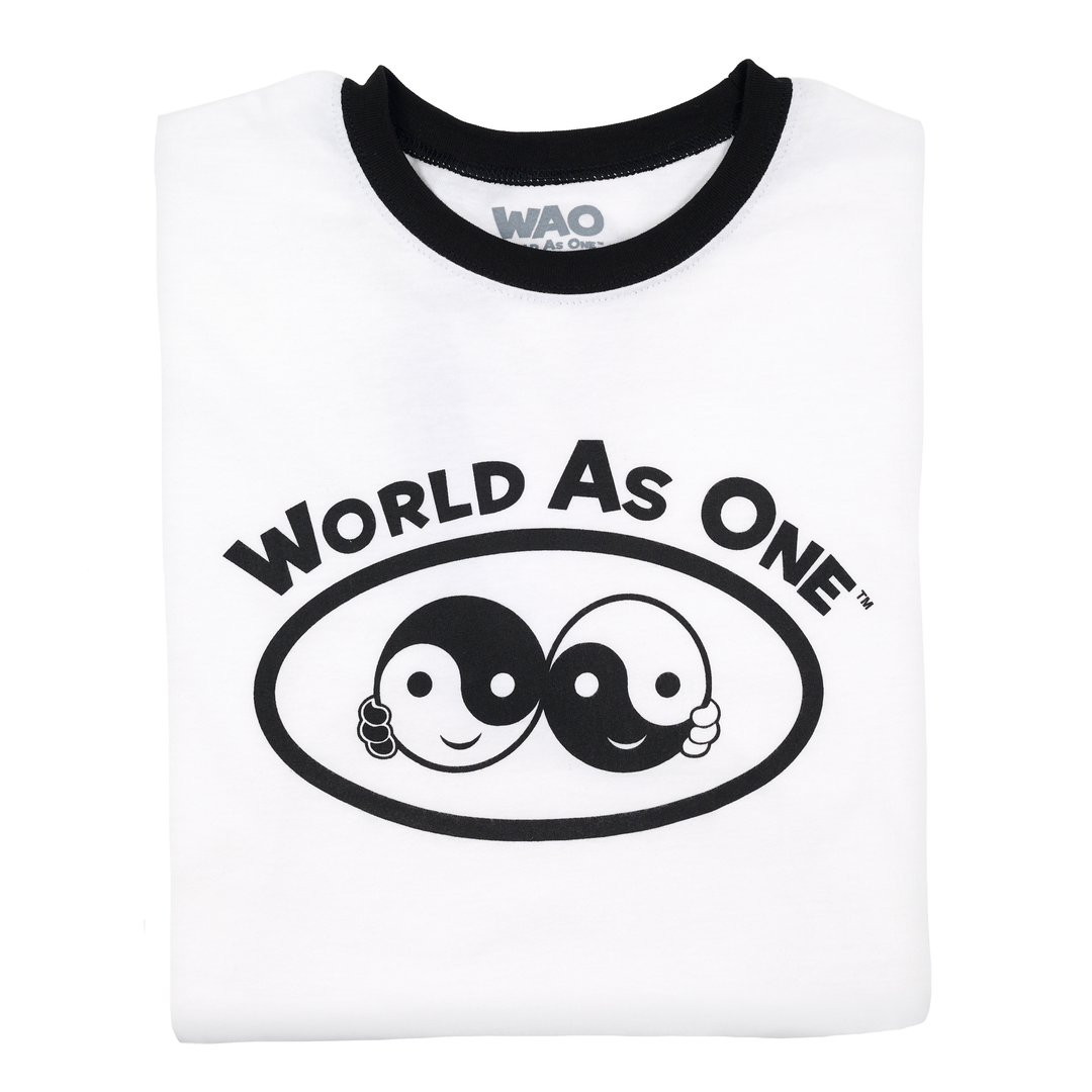 World As One - Unisex Ringer T-Shirt White &amp; Black