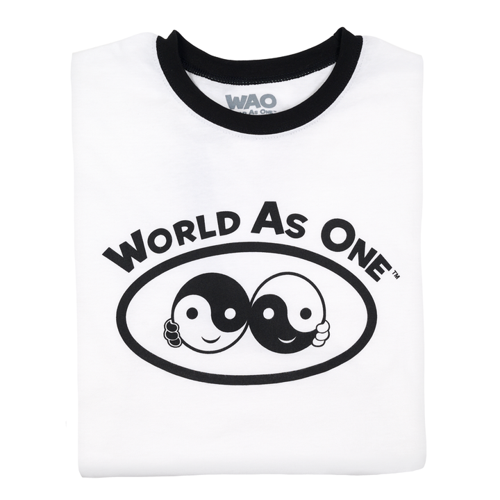 World As One - Unisex Ringer T-Shirt White &amp; Black