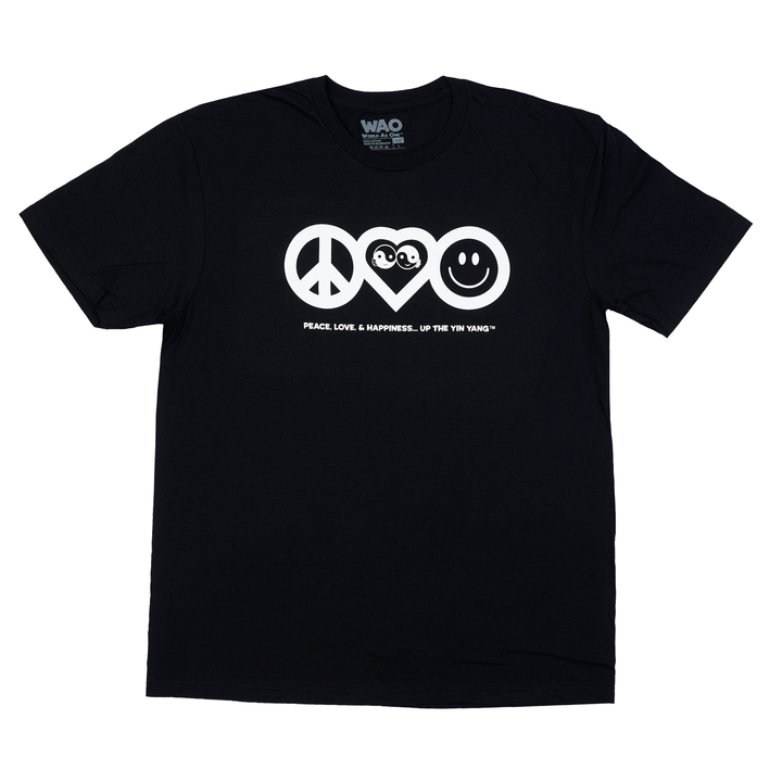 Peace, Love &amp; Happiness - Unisex T-Shirt Black &amp; White