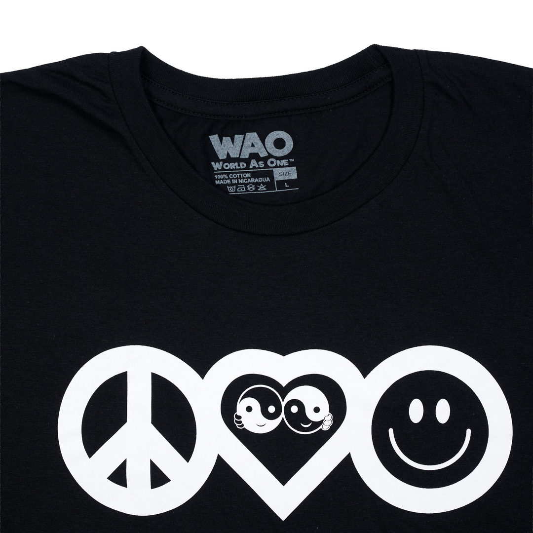 Peace, Love &amp; Happiness - Unisex T-Shirt Black &amp; White