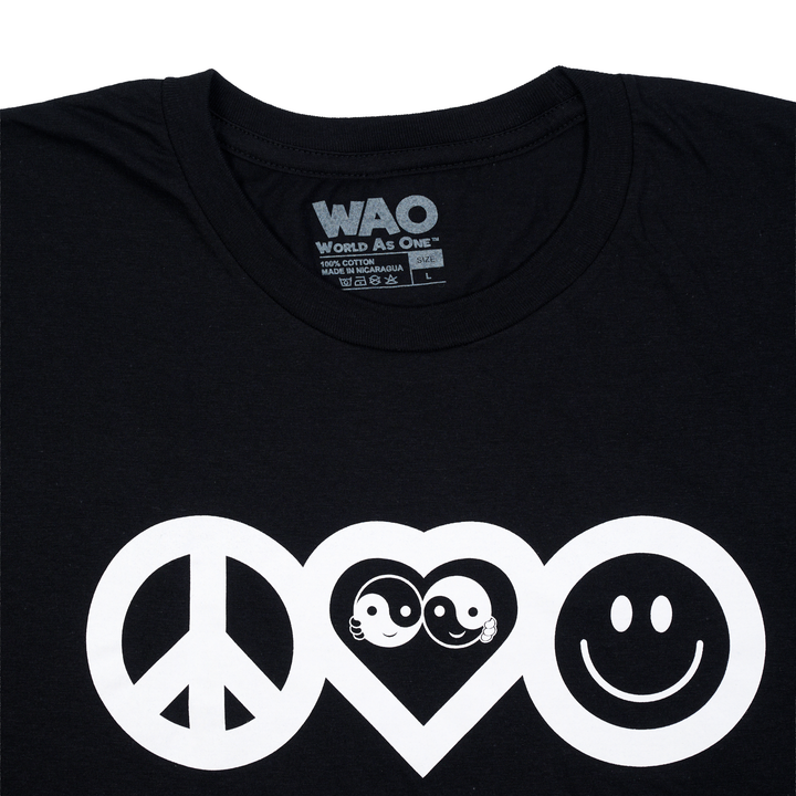Peace, Love &amp; Happiness - Unisex T-Shirt Black &amp; White