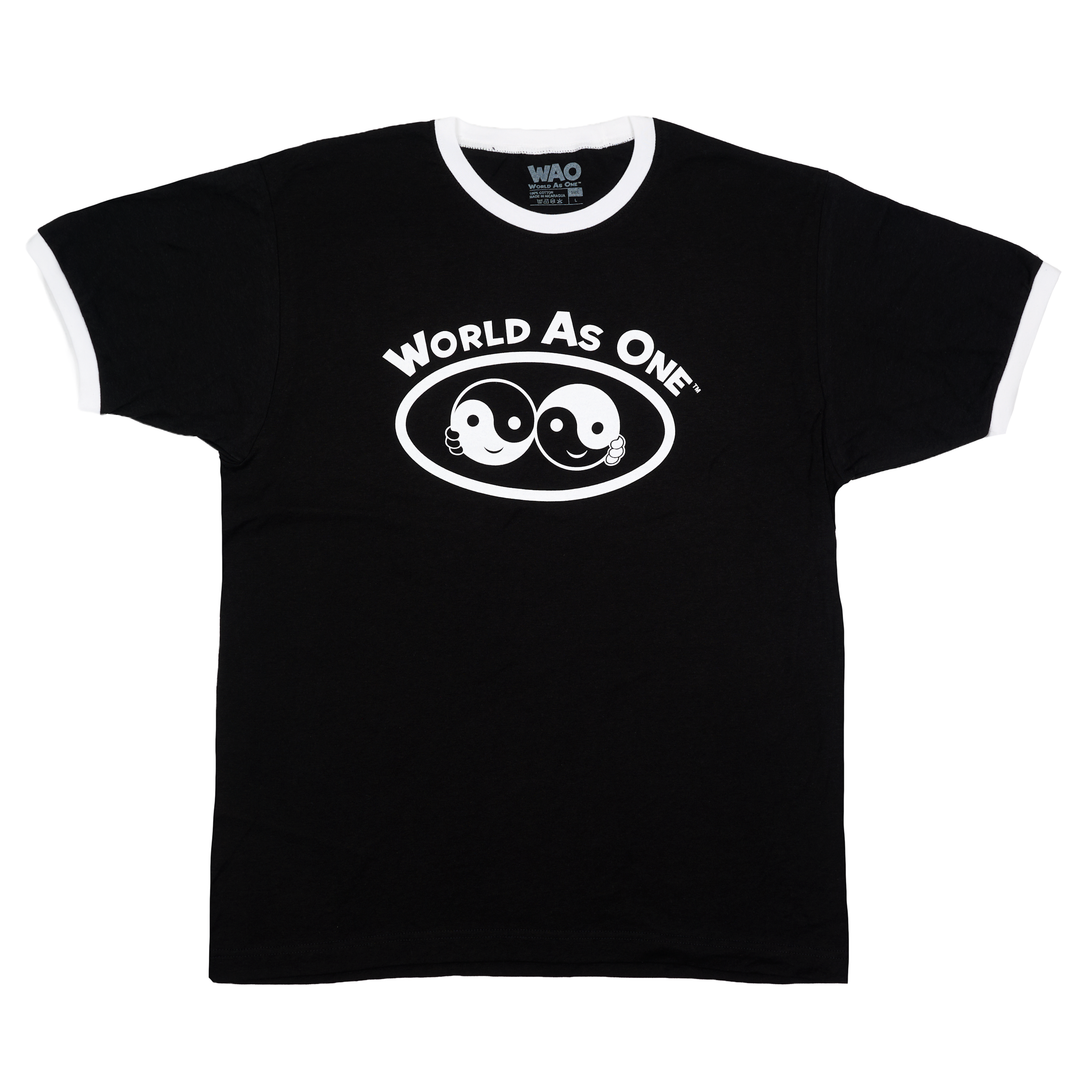 World As One - Unisex Ringer T-Shirt Black &amp; White
