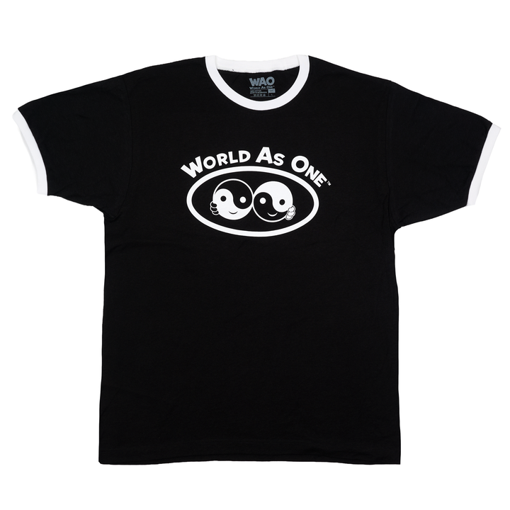 World As One - Unisex Ringer T-Shirt Black &amp; White