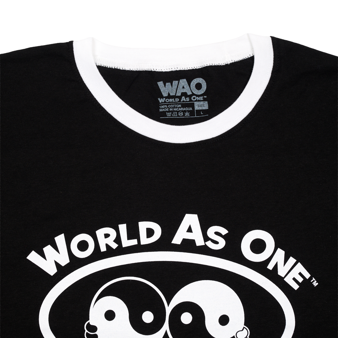 World As One - Unisex Ringer T-Shirt Black &amp; White