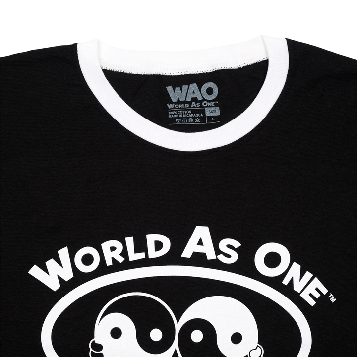World As One - Unisex Ringer T-Shirt Black &amp; White