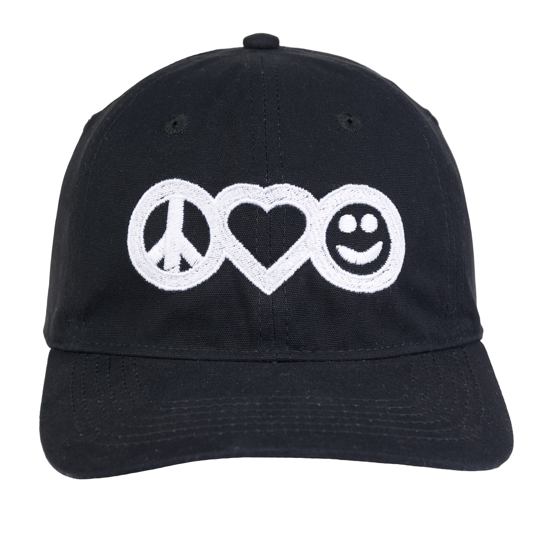Peace, Love &amp; Happiness - Black &amp; White "Dad" Hat