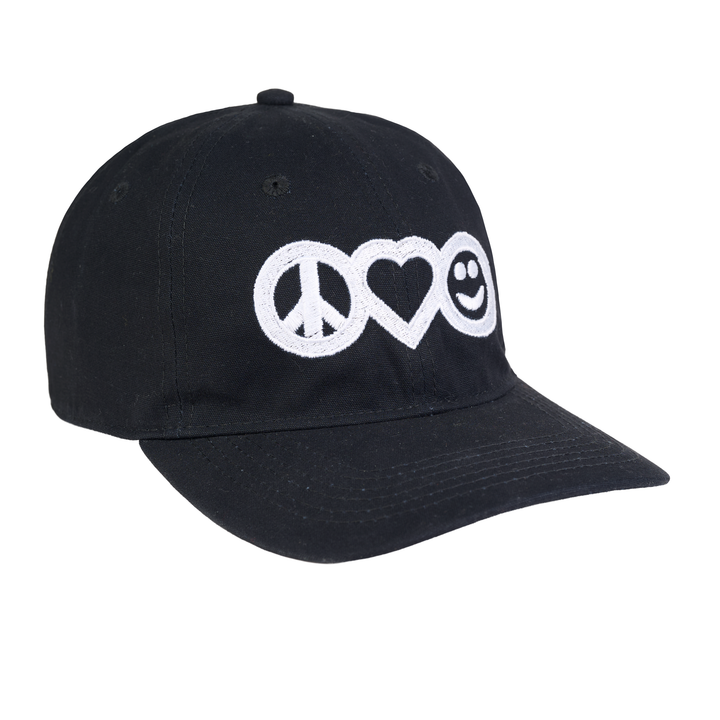 Peace, Love &amp; Happiness - Black &amp; White "Dad" Hat