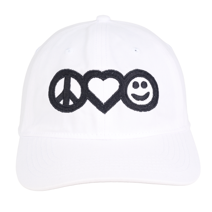 Peace, Love &amp; Happiness - White &amp; Black "Dad" Hat