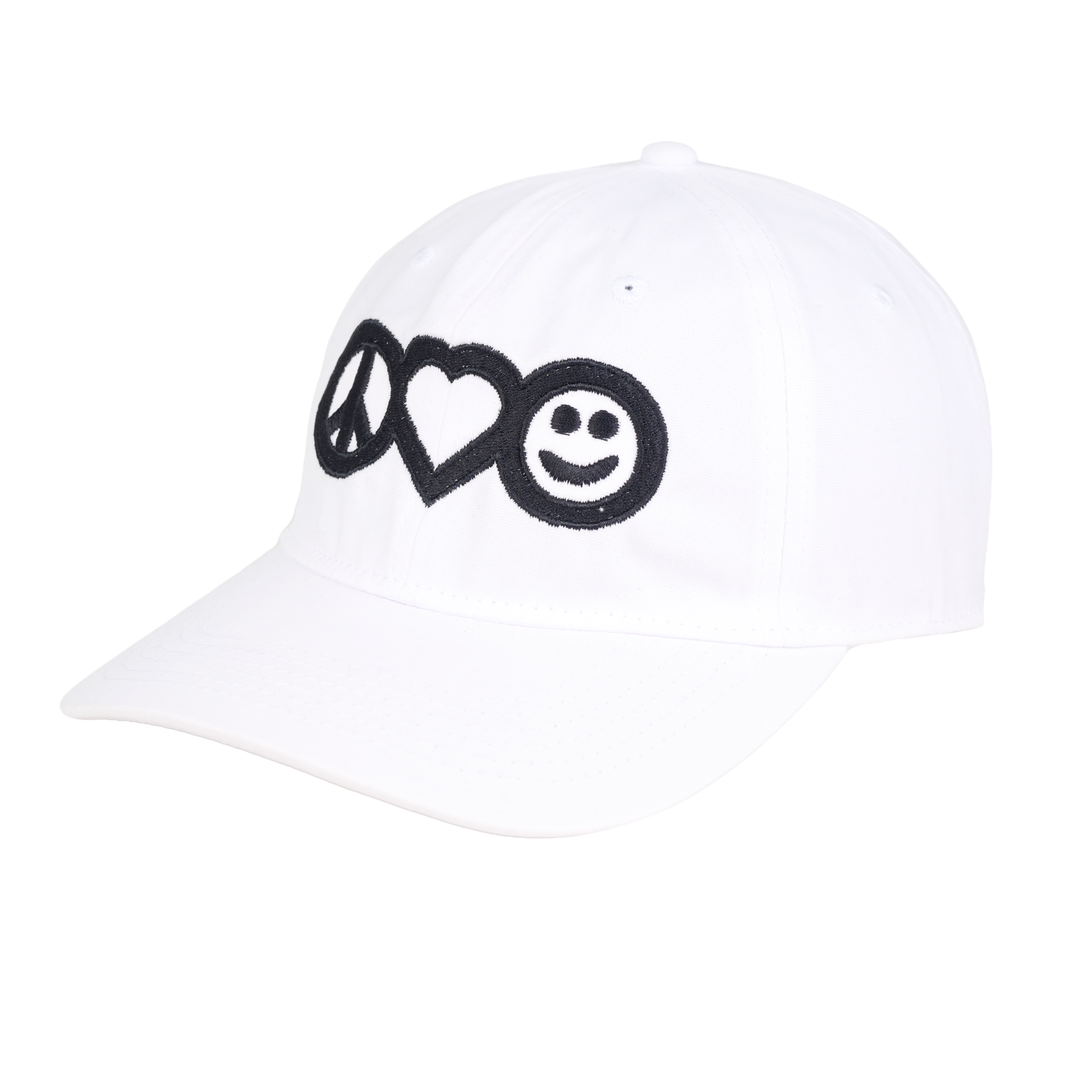 Peace, Love &amp; Happiness - White &amp; Black "Dad" Hat
