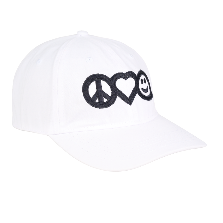 Peace, Love &amp; Happiness - White &amp; Black "Dad" Hat